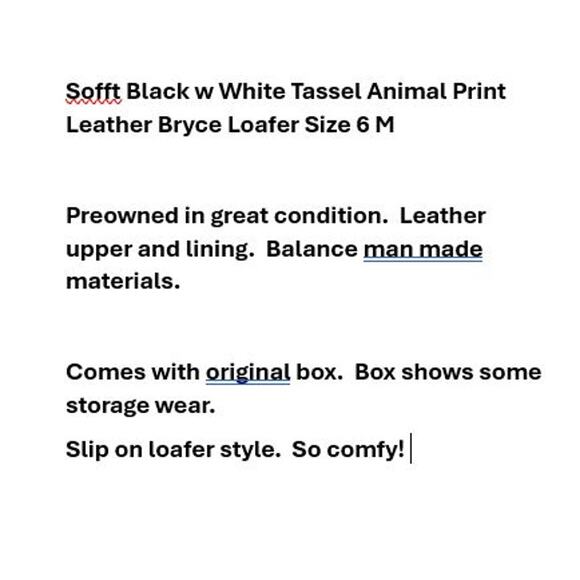 Sofft Black w White Tassel Animal Print Leather Bryce Loafer Size 6 M - Picture 4 of 16